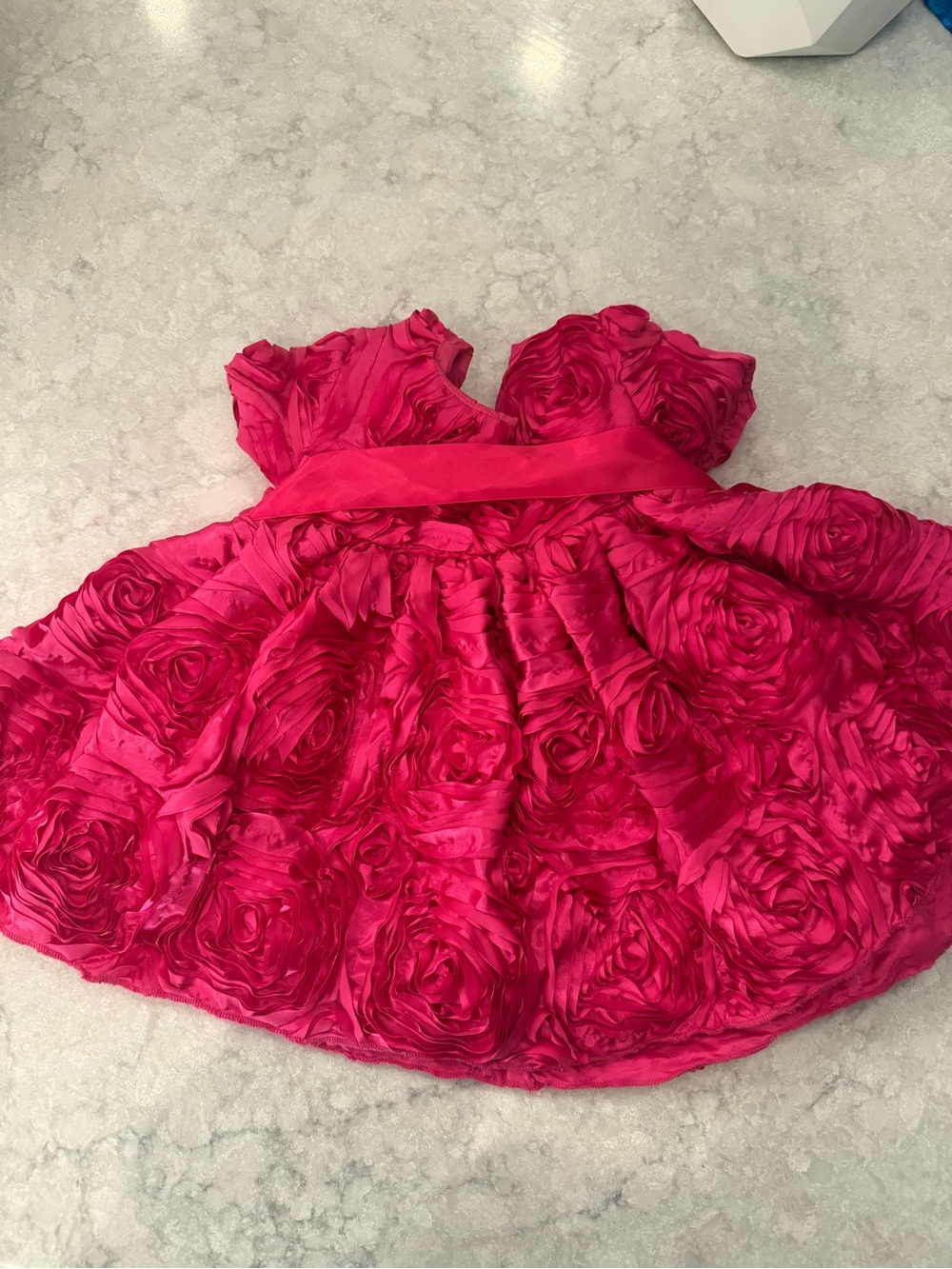 Halabaloo Girls Hot Pink Rosette Party Dress